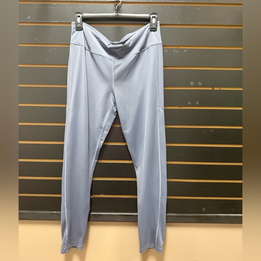 Victoria Sport Light Blue High-Waist Leggings with Ankle Zippers – Women’s Large